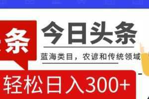 AI头条传统和农谚领域,蓝海类目,搬运+AI优化,轻松日入300+【揭秘】