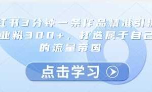 小红书3分钟一条作品精准引流创业粉300+,打造属于自己的流量帝国