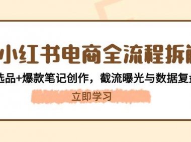 小红书电商全流程拆解：开店选品+爆款笔记创作，截流曝光与数据复盘指南