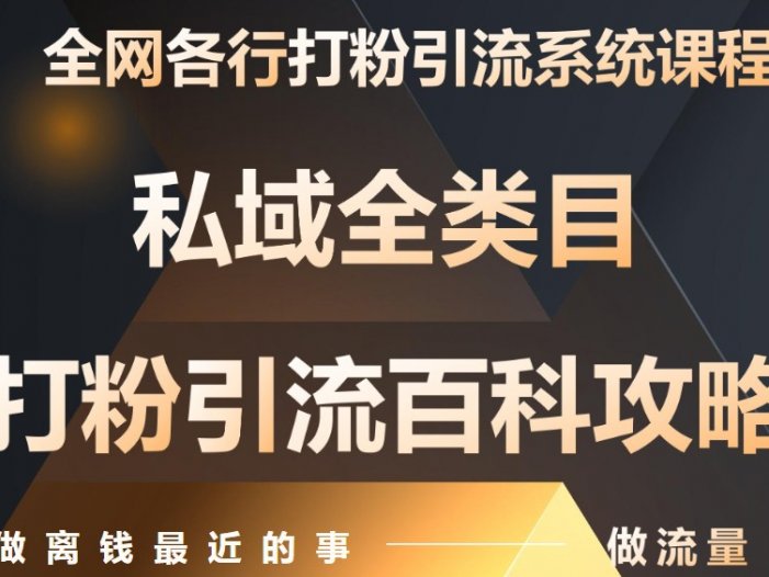 月入9万：全网唯一私域打粉引流神课，零基础手把手带你引流变现